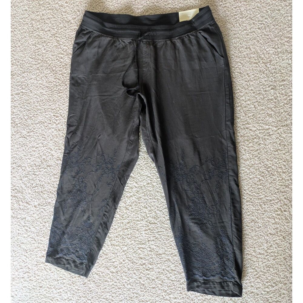 NWT Soft Surroundings Brown Joggers Embroidered Straight Leg Sweatpants Sz 2XL